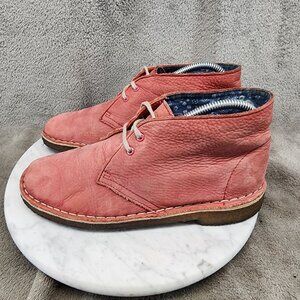 Clarks Shoes Womens Size 8 Pink Suede Lace Up Desert Crepe Rubber Sole Boots